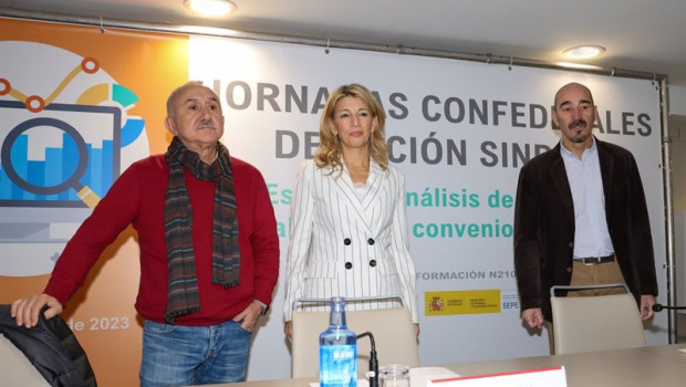 ep archivo   i d el secretario general de ugt pepe alvarez la vicepresidenta segunda y ministra de