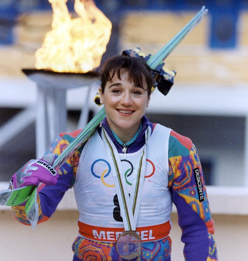 ep blanca fernandez ochoa con la medalla de bronce de los juegos de albertville
