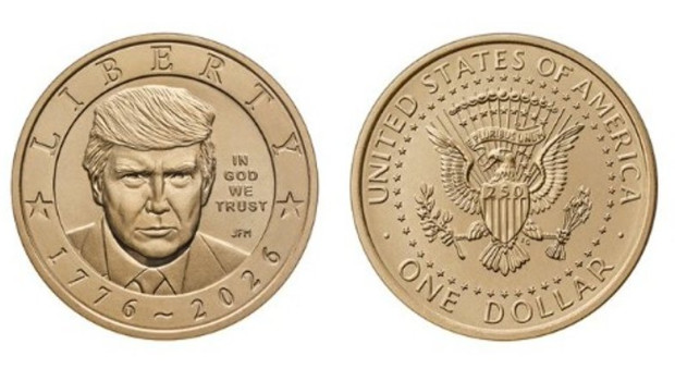 ep moneda conmemorativa del 250 aniversario de eeuu con la imagen del presidente donald trump