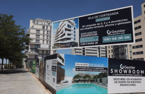 ep archivo   cartel de una promotora anunciando la construccion de un edificio de viviendas en
