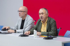 ep el secretario general de ccoo unai sordo i y el secretario general de ugt pepe alvarez d durante