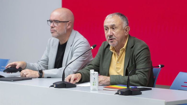 ep el secretario general de ccoo unai sordo i y el secretario general de ugt pepe alvarez d durante ep el secretario general de ccoo unai sordo i y el secretario general de ugt pepe alvarez d durante