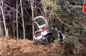 ep imagen del coche que ha chocado contra un arbol y ha causado la muerte de la conductora en el