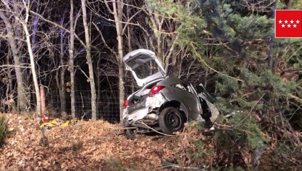 ep imagen del coche que ha chocado contra un arbol y ha causado la muerte de la conductora en el