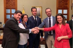 ep juan guaido junto al portavoz del grupo popular en el senado javier maroto y varios diputados del