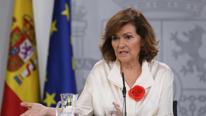 ep la vicepresidentagobiernofunciones carmen calvo comparecelos medioscomunicacionla reunionconsejoministrosmoncloa celebradadia despuesla segunda votacion fallidala investiduracandidato socialistala