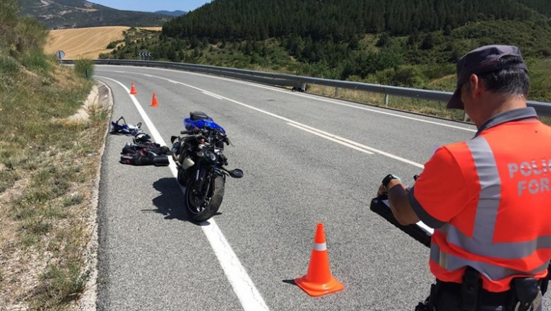 Lugar en el que se ha producido el accidente de moto, en el término de Aibar. | POLICÍA FORAL ep lugarqueha producidoaccidentemoto enterminoaibar