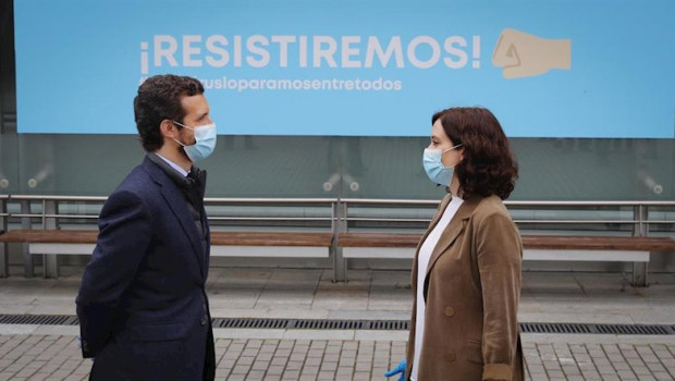 ep el lider del pp pablo casado junto a la presidenta de la comunidad de madrid isabel diaz ayuso