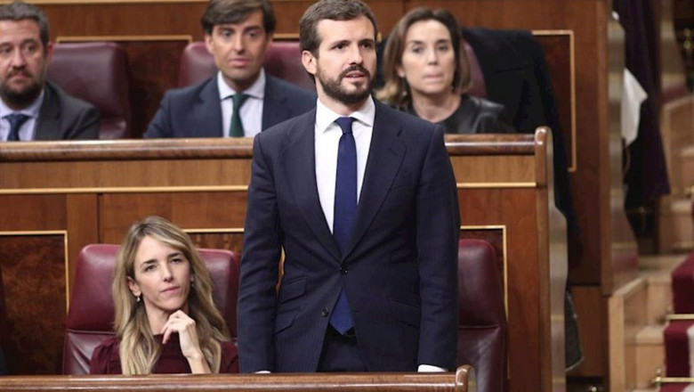 El presidente del Partido Popular, Pablo Casado, jura acatar la Constitución durante la sesión de constitución de las Cortes para la XIV Legislatura en el Congreso de los Diputados, Madrid (España), a 3 de diciembre de 2019. | Eduardo Parra - Europa Press ep el presidente del partido popular pablo casado jura acatar la constitucion durante la sesion de