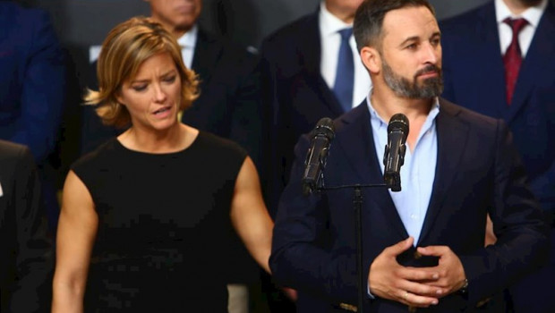 ep santiago abascal hace declaraciones despues del debate electoral en television en el pabellon de