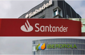 ep archivo   logos de banco sabadell banco santander e iberdrola