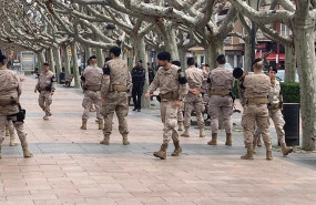 ep efectivos del ejercito del aire en el centro de la ciudad de calatayud
