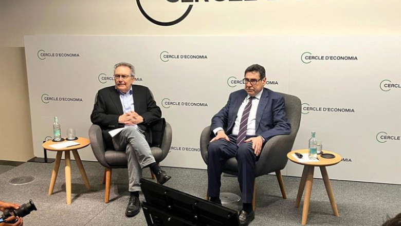 El premio Nobel de Economía 2025 Philippe Aghion y el miembro de la junta directiva del Cercle d'Economia Xavier Vives | EUROPA PRESS ep el premio nobel de economia 2025 philippe aghion y el miembro de la junta directiva del cercle