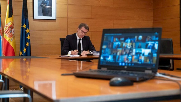 ep el presidente de la xunta alberto nunez feijoo en la novena videoconferencia con el presidente