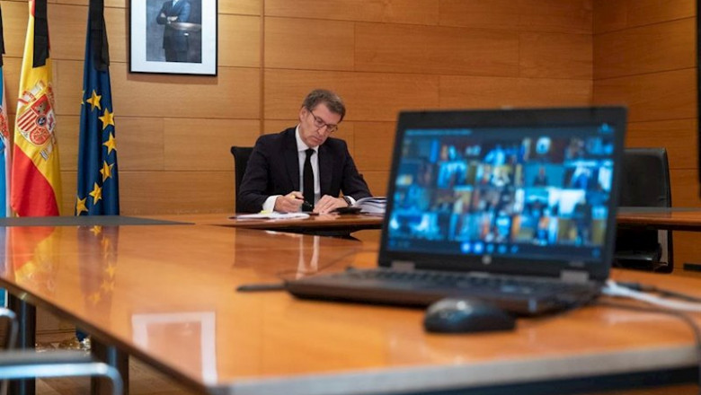 ep el presidente de la xunta alberto nunez feijoo en la novena videoconferencia con el presidente ep el presidente de la xunta alberto nunez feijoo en la novena videoconferencia con el presidente