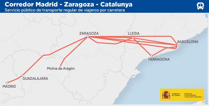ep nuevo corredor de autobus entre madrid zaragoza y barcelona