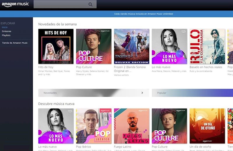 ep pagina principal de amazon music