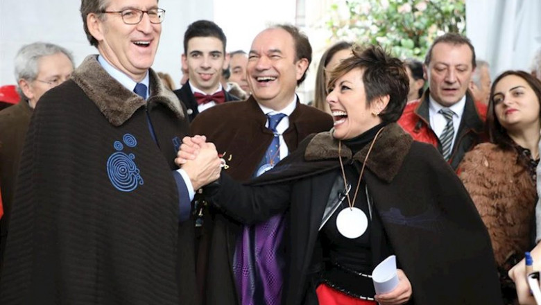El presidente de la Xunta, Alberto Núñez Feijóo, y la pregonera de la LII Feira do Cocido de Lalín, Sonsoles Ónega | CONCELLO DE LALÍN ep el presidente de la xunta alberto nunez feijoo y la pregonera de la lii feira do cocido de lalin