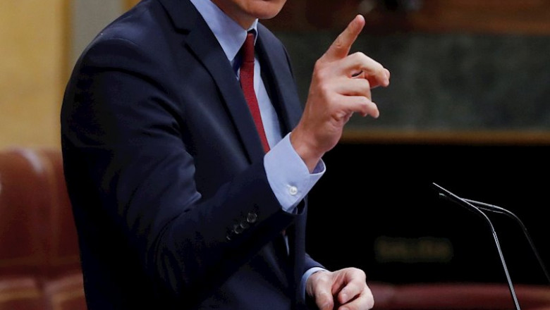 El presidente del Gobierno, Pedro Sánchez, durante su intervención en el pleno del Congreso que debate y vota este miércoles la quinta prórroga del estado de alarma | Pool ep el presidente del gobierno pedro sanchez durante su intervencion en el pleno del congreso que