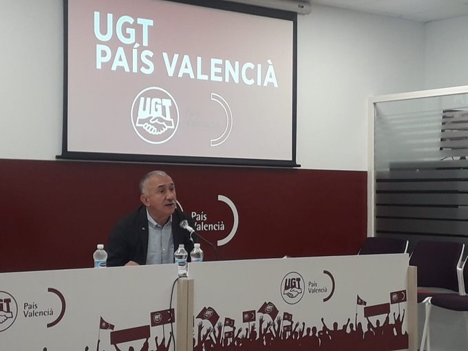 El secretario general de UGT, Pepe Álvarez, en rueda de prensa en Valencia. | UGT ep el secretario general de ugt pepe alvarez en rueda de prensa en valencia
