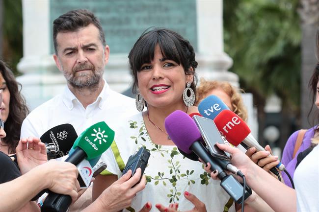 Teresa Rodríguez, este lunes, atendiendo a los periodistas | EUROPA PRESS ep teresa rodriguez este lunes atendiendolos periodistas