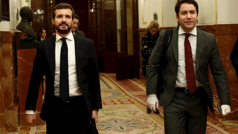 ep el presidente del pp pablo casado y el secretario general del partido teodoro garcia egea
