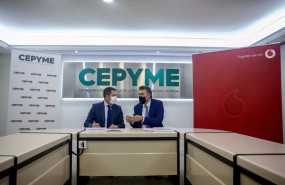 ep el prsesidente de cepyme gerardo cuerva y el consejero delegado de vodafone espana colman deegan