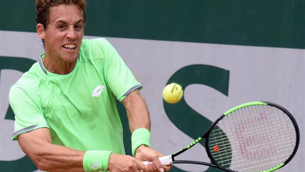 ep may 29 2019 - paris france the 2019 roland-garros tournament spanish tennis player roberto carballes-baena during the match against serbian tennis player filip krayinovic filip krajinovic won 6-6 6-4 6-7 3-6 8-6 sergei vishnevskiikommersant