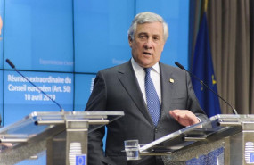 ep 10 april 2019 belgium brussels president of the european parliament antonio tajani speaks atpress conference during the euspecial summit on brexit british prime minister theresa may and euleaders agreed early thursday tobrexit extension unt