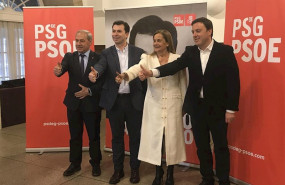 ep el candidato del psdeg a la xunta gonzalo caballero acompanado por los presidentes de las