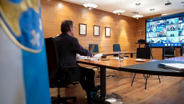 ep el presidente de la xunta alberto nunez feijoo en la reunion por videoconferencia con el resto de
