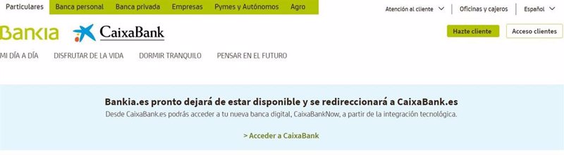 La web de Bankia anuncia que dejará de funcionar y se redireccionará al portal de CaixaBank | CAIXABANK ep la web de bankia anuncia que dejara de funcionar y se redireccionara al portal de caixabank