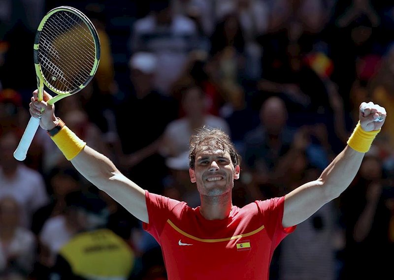 ep rafael nadal celebra su triunfo ante nishioka en la atp cup