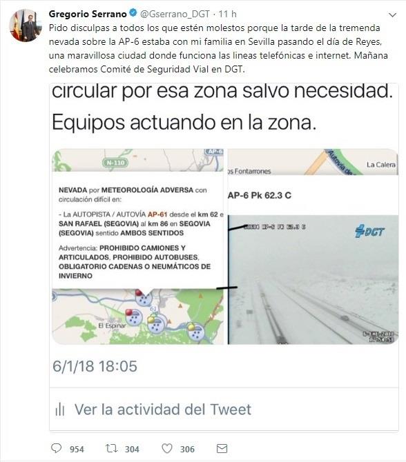 Reacciones tuit Gregorio Serrano sobre gestión crisis AP-6 | TWITTER ep reacciones tuit gregorio serranogestion crisis ap-6