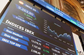ep un panel del ibex 35 en el palacio de la bolsa a 12 de mayo de 2023 en madrid espana