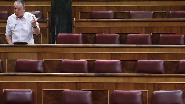 El diputado de Compromís, Joan Baldoví, durante su intervención este miércoles en la sesión de Control al Ejecutivo | Pool ep el diputado de compromis joan baldovi durante su intervencion este miercoles en la sesion de