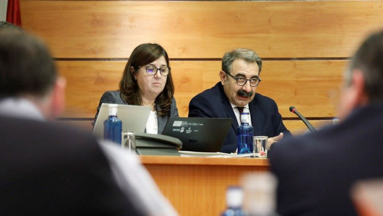 ep la gerente del sescam regina leal y el consejero de sanidad jeus fernandez sanz en la comision de
