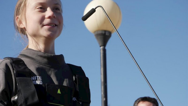 ep la joven activista sueca greta thunberg a su llegada a lisboa tras cruzar el atlantico el pasado