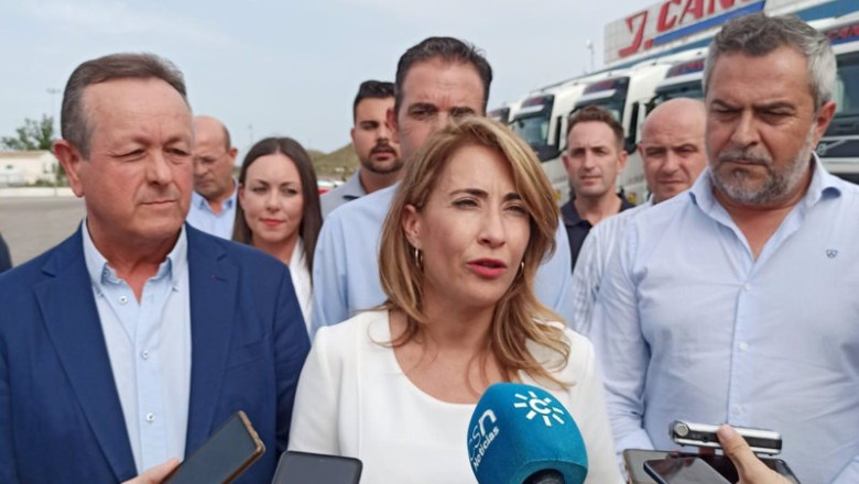 La ministra de Transportes, Movilidad y Agenda Urbana, Raquel Sánchez, atiende a los medios tras visitar la empresa J. Cano en Antas (Almería). | SUBDELEGACIÓN DE GOBIERNO ep la ministra de transportes movilidad y agenda urbana raquel sanchez atiende a los medios tras