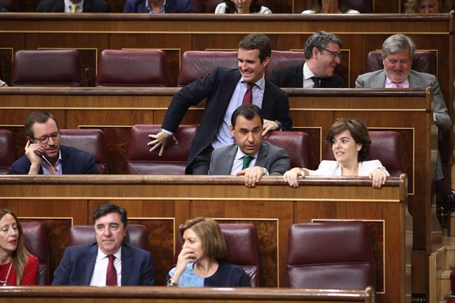 Casado, Santamaría y Cospedal durante el pleno en el Congreso | EDUARDO PARRA/EUROPA PRESS ep casado santamariacospedal duranteplenocongreso
