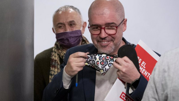 ep el secretario general de ugt pepe alvarez i y el secretario general de ccoo unai sordo tras la