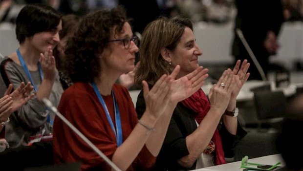 ep la ministra de transicion ecologica teresa ribera en la revision del preacuerdo en la cumbre del