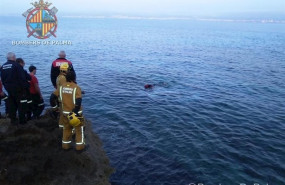 ep momento del rescate del coche por los bomberos de palma