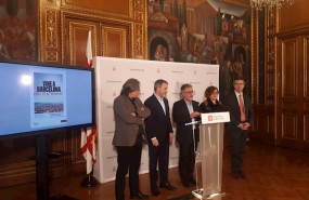 ep el concejal de turismo de barcelona xavier marce el primer teniente de alcalde jaume collboni el