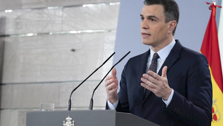 El presidente del Gobierno, Pedro Sánchez, durante una comparecencia en el Palacio de la Moncloa. | Moncloa ep el presidente del gobierno pedro sanchez durante una comparecencia en el palacio de la moncloa