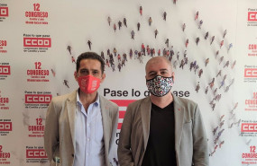 ep el secretario general de ccoo unai sordo d junto al recien reelegido secretario en castilla y