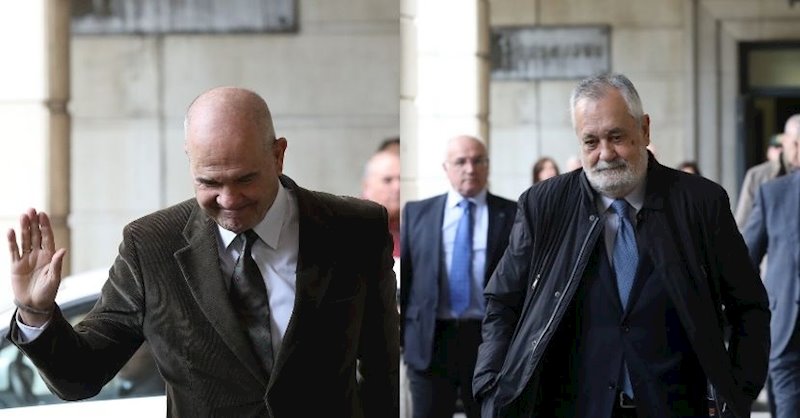 ep los expresidentes de la junta de andalucia manuel chaves y jose antonio grinan llegan a la