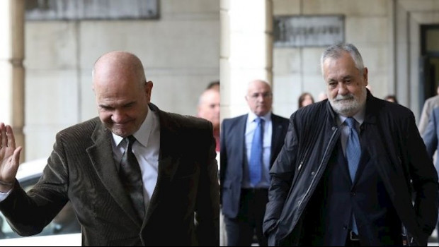 ep los expresidentes de la junta de andalucia manuel chaves y jose antonio grinan llegan a la