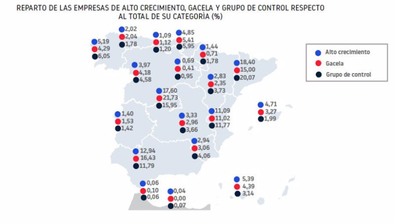 Reparto territorial de las empresas de alto crecimiento y gacela | INFORMA ep reparto territorial de las empresas de alto crecimiento y gacela