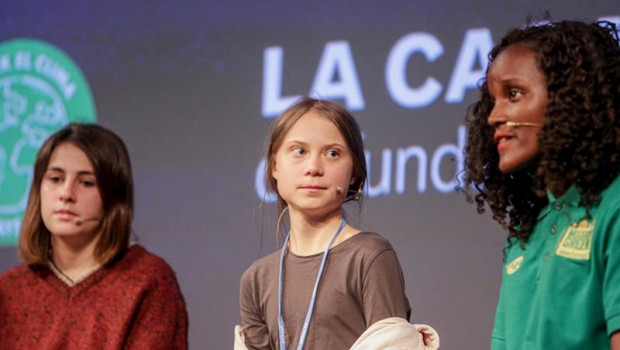 ep rueda de prensa de la activista sueca greta thunberg junto a otros activistas de fridays for